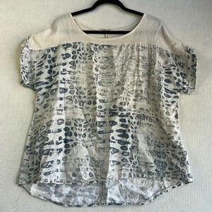 100% Linen LUNGO L’ARNO Women’s Size 1X Blouse Top Dolman Sleeve Lightweight